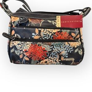 NEW Floral Black Crossbody Bag